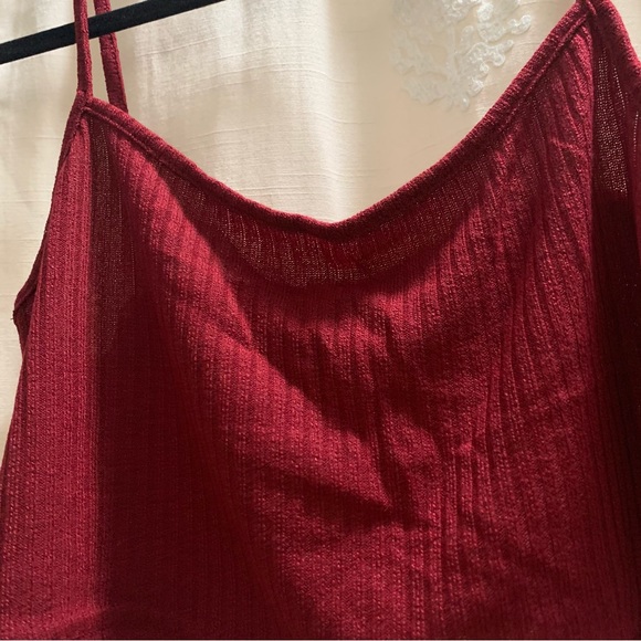Dark Red Rib-Knit Crop Cami Top NWOT - Picture 4 of 7